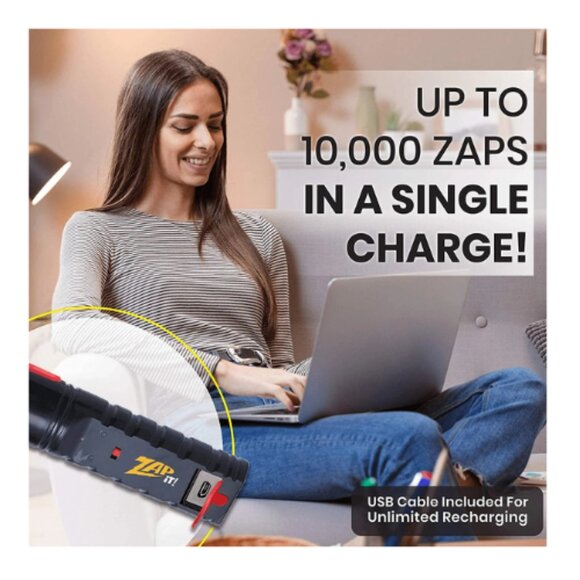 Zap It! Bug Zapper Rechargeable Racket, 4,000 Volt, USB Charging Cable, 2 Pack ( - Picture 7 of 8